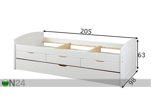 Кровать Rieka 90x200 cm размеры