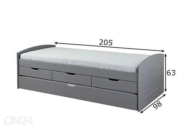 Кровать Rieka 90x200 cm размеры