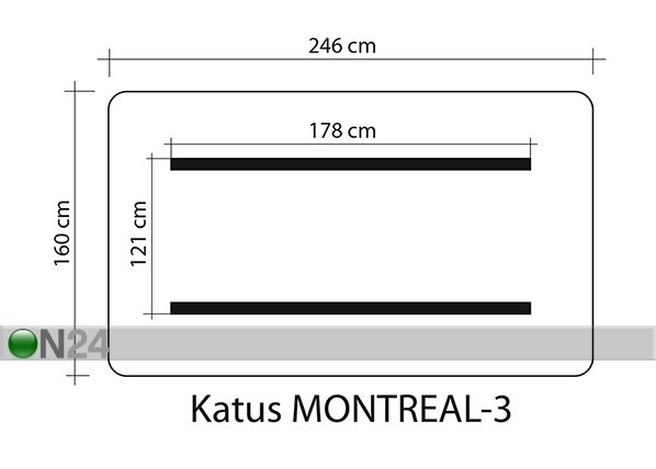 Крыша для садовой качели Montreal 3 160x246 cm размеры
