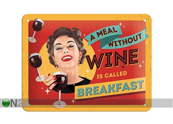Металлический постер в ретро-стиле A meal without wine 15x20 см