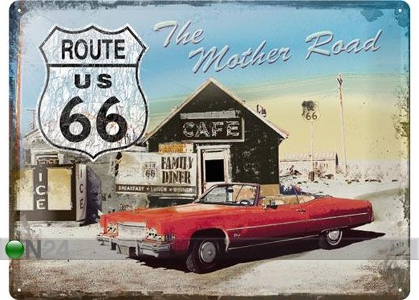 Металлический постер в ретро-стиле Route 66 The Mother Road 30x40cm