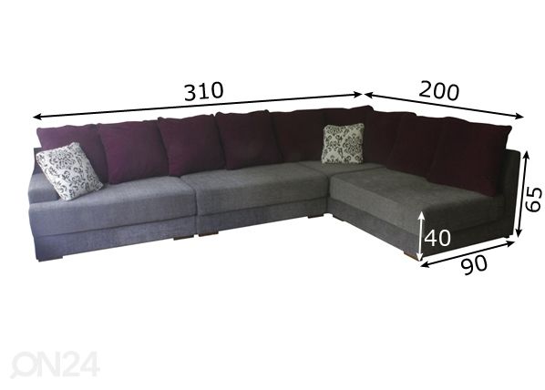 Модульный угловой диван Rudolf размеры