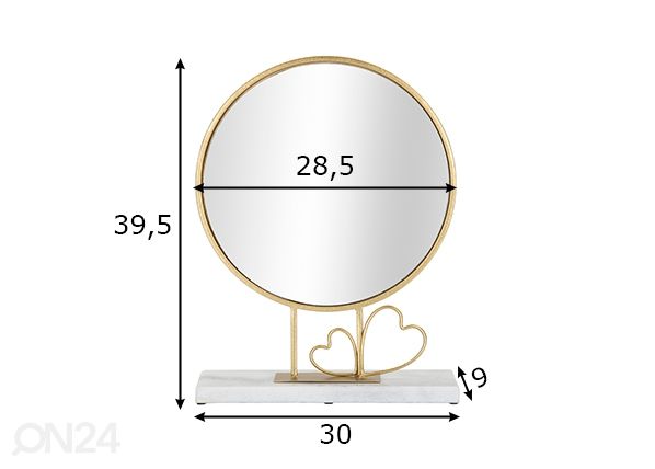 Настольное зеркало Heart 30x39,5 cm размеры