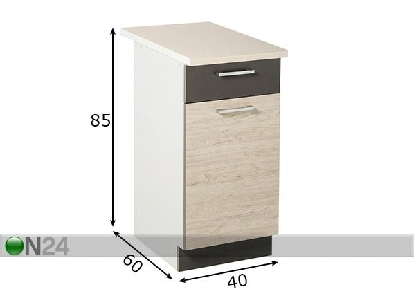Нижний кухонный шкаф с ящиком 40 cm размеры