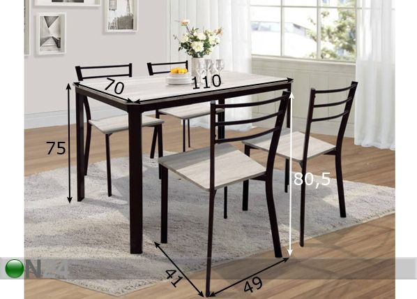 Обеденный стол и 4 стула размеры