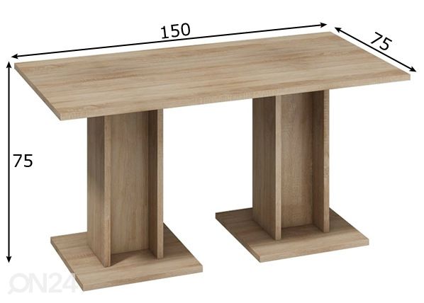 Обеденный стол 75x150 cm размеры