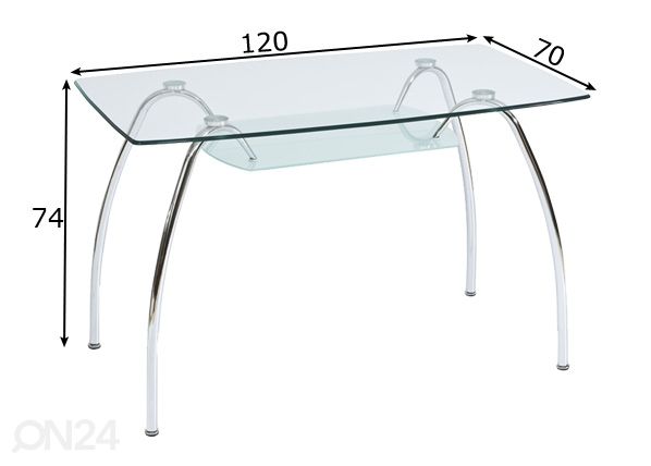 Обеденный стол Arachne I 120x70 cm размеры