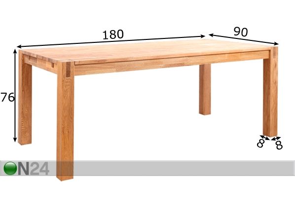 Обеденный стол Chicago 90x180 cm размеры
