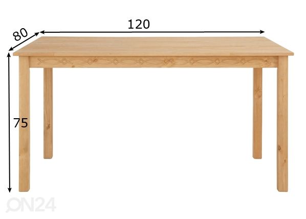 Обеденный стол Indra 120x80 cm размеры