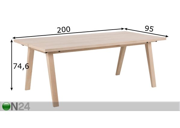 Обеденный стол Neva 95x200 cm размеры