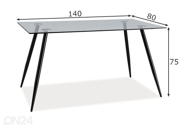 Обеденный стол Nino 140x80 cm размеры