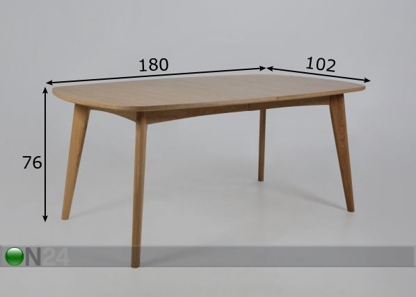 Обеденный стол Pascal 102x180 cm размеры