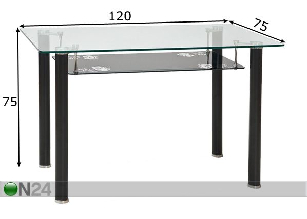 Обеденный стол Pino 75x120 cm размеры