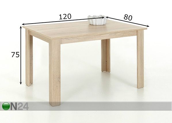 Обеденный стол Regina III 80x120 cm размеры