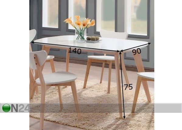 Обеденный стол Renata-O 140x90 cm размеры