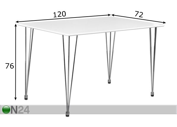 Обеденный стол Ringo 72x120 cm размеры