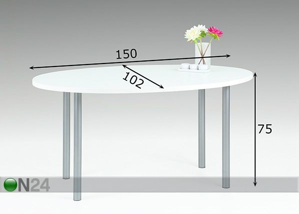 Обеденный стол Theresa II 102x150 cm размеры