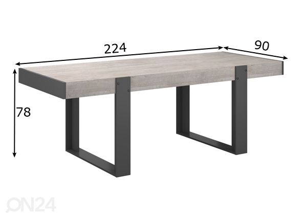 Обеденный стол Travis 224x90 cm размеры