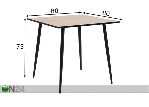 Обеденный стол Wichita 80x80 cm размеры