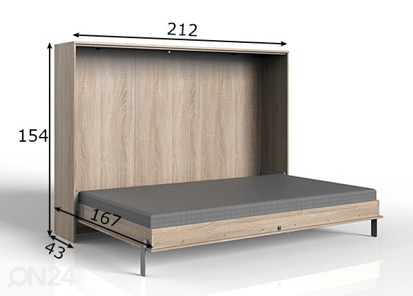 Откидная кровать-шкаф Juist 140x200 cm размеры