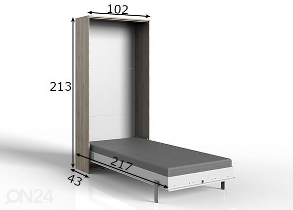 Откидная кровать-шкаф Juist 90x200 cm размеры