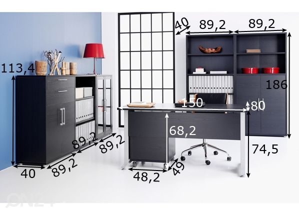 Офисный комплект мебели Prima размеры