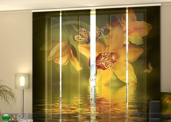 Полузатемняющая панельная штора Nephrite Orchids 240x240 см