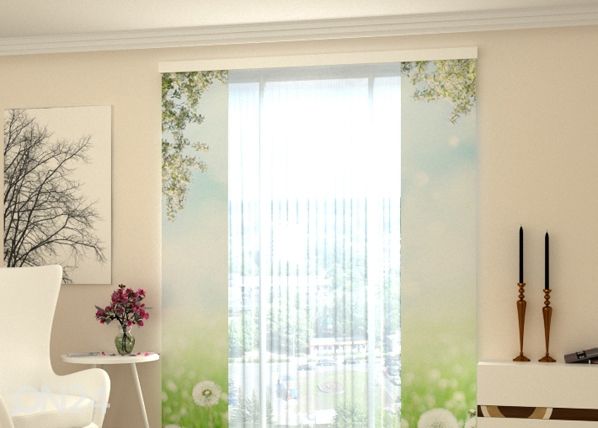 Полузатемняющая панельная штора White Dandelions 80x240 cm