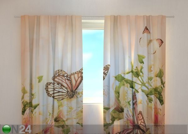 Просвечивающая штора Irises and butterflies 220x240 cm