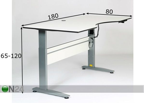 Рабочий стол с регулирующейся высотой 180x80 cm размеры