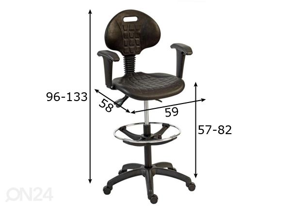 Рабочий стул PU Asyn размеры