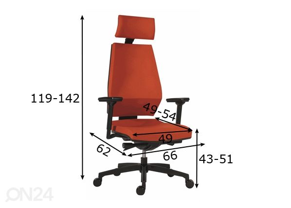 Рабочий стул Syn Motion размеры