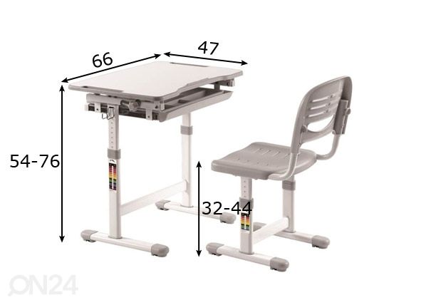 Регулируемый рабочий стол + рабочий стул Comfortline размеры