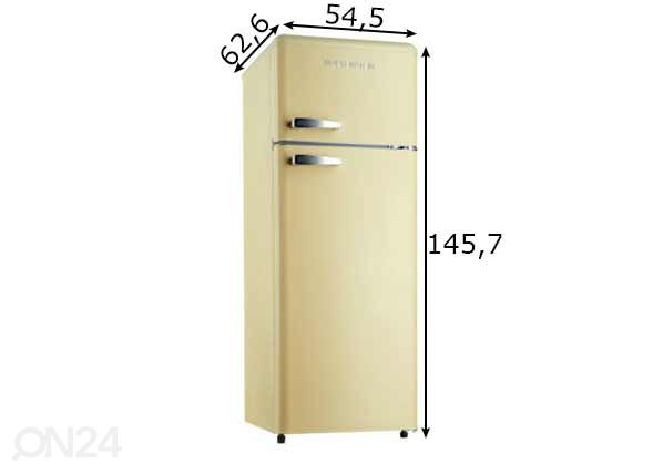 Ретро-холодильник Wolkenstein, глянцевый бежевый размеры