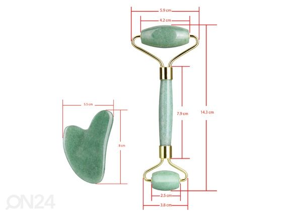 Роликовый массажер + Gua Sha массажный камень Jadeiit размеры