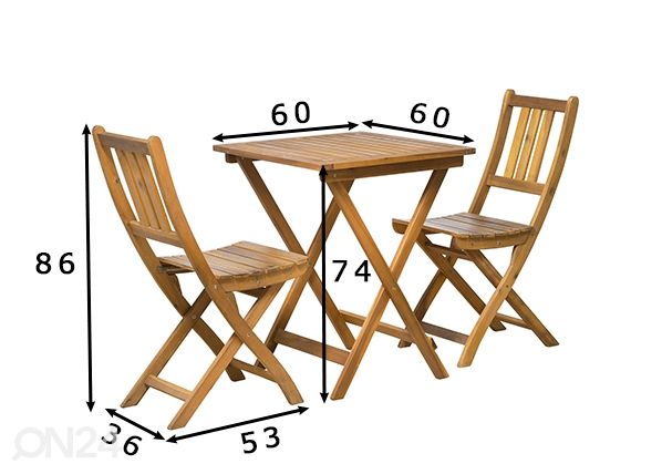 Садовая мебель стол + 2 стула, акация размеры