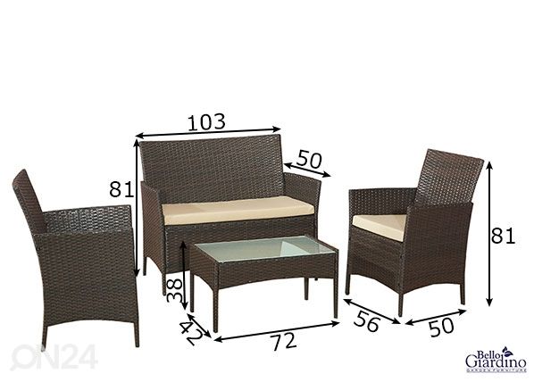 Садовая мебель Comodo размеры