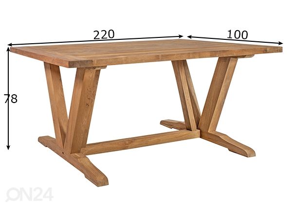 Садовый стол Katalina 100x220 cm размеры
