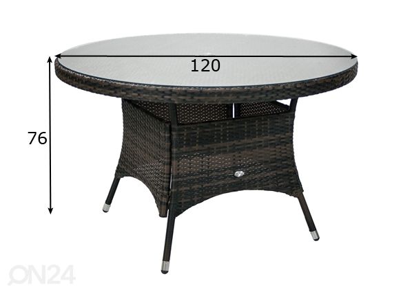 Садовый стол Wicker Ø 120 cm размеры
