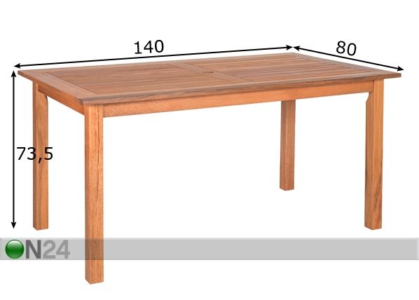 Садовый стол Woody 140x80 cm размеры
