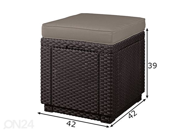 Садовый ящик для хранения Cube с подушкой для сиденья, коричневый размеры