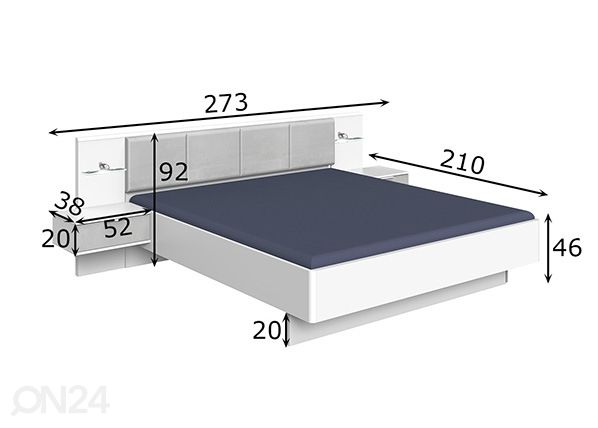 Спальный комплект Virgo 160x200 cm размеры
