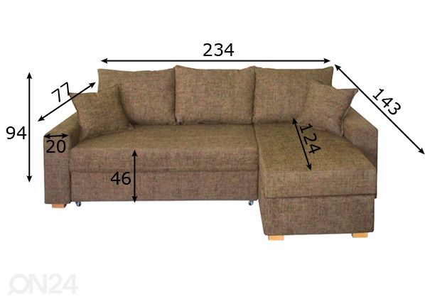 Угловой диван-кровать с двумя ящиками размеры
