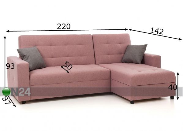 Угловой диван-кровать с ящиком Denver размеры