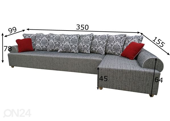 Угловой диван-кровать с ящиком Maxi Hannes размеры
