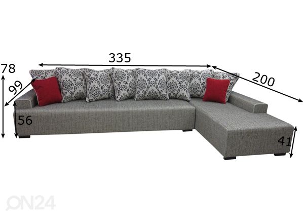 Угловой диван-кровать с ящиком Maxi Hannes размеры
