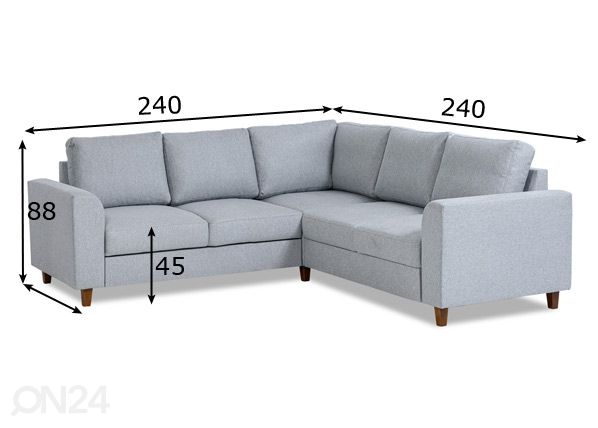 Угловой диван-кровать с ящиком Renate 2N2 размеры