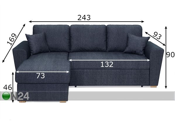 Угловой диван-кровать с ящиком Silver размеры