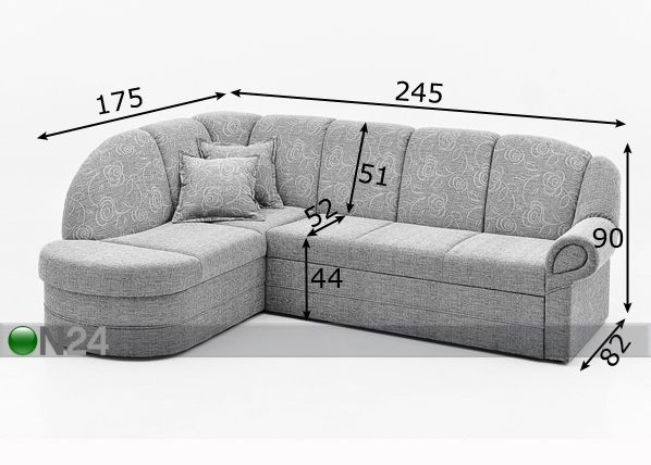 Угловой диван-кровать с ящиком Stella размеры