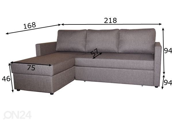 Угловой диван-кровать с ящиком Susanna размеры